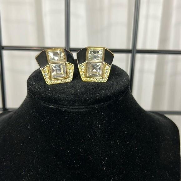 Park Lane Accessories - Vintage circa 1990 Stamped Parklane jeweled clip earrings. Great gift. 🎁